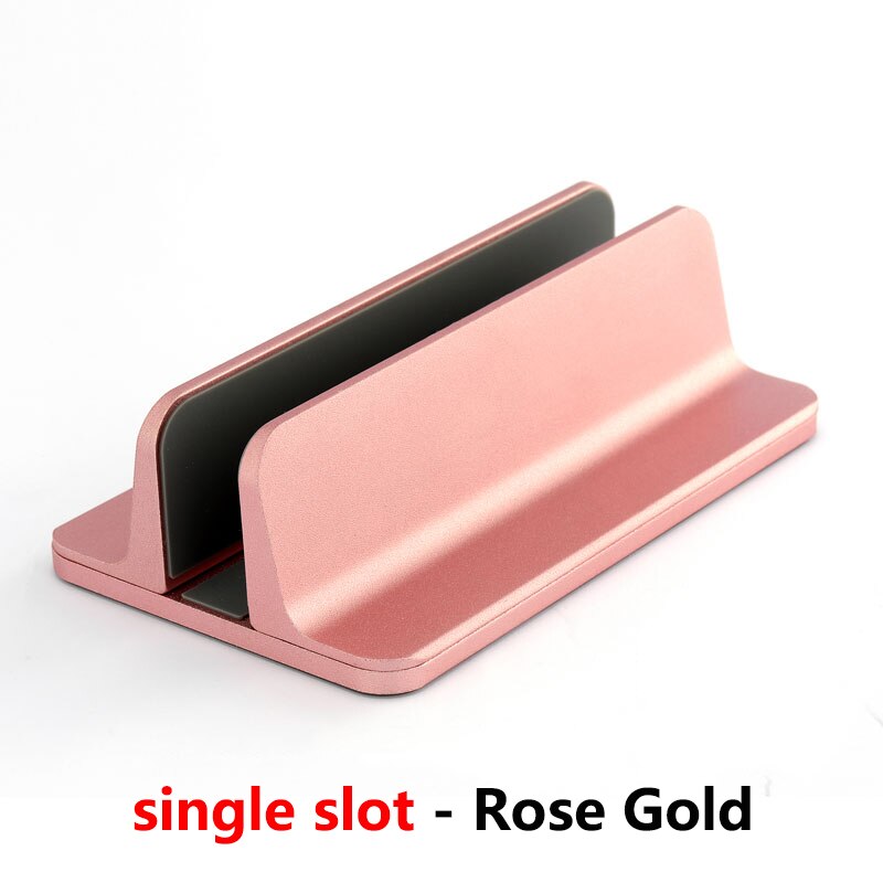 Til macbook air pro lodret stativ holder desktop justerbar metal aluminiumslegering computer notebook laptop holder tilbehør: Rosegold enkelt slot