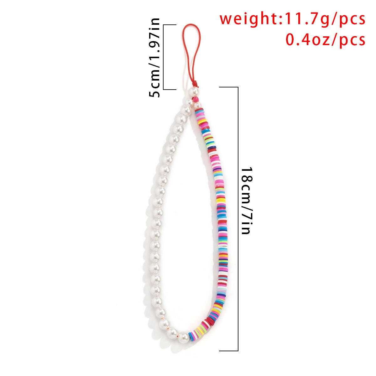 Trendy Pearl Clay Beads Mobile Phone Chains Anti-lost Handmade Lanyard Acrylic Charm Hanging Cord for Women Girls