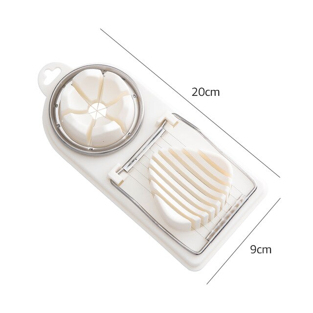 Roestvrij Staal Ei Slicer 2 In 1 Draagbare Egg Cutter Multifunctionele Sectioner Mold Boterhamworst Separator Keuken Gadgets: White