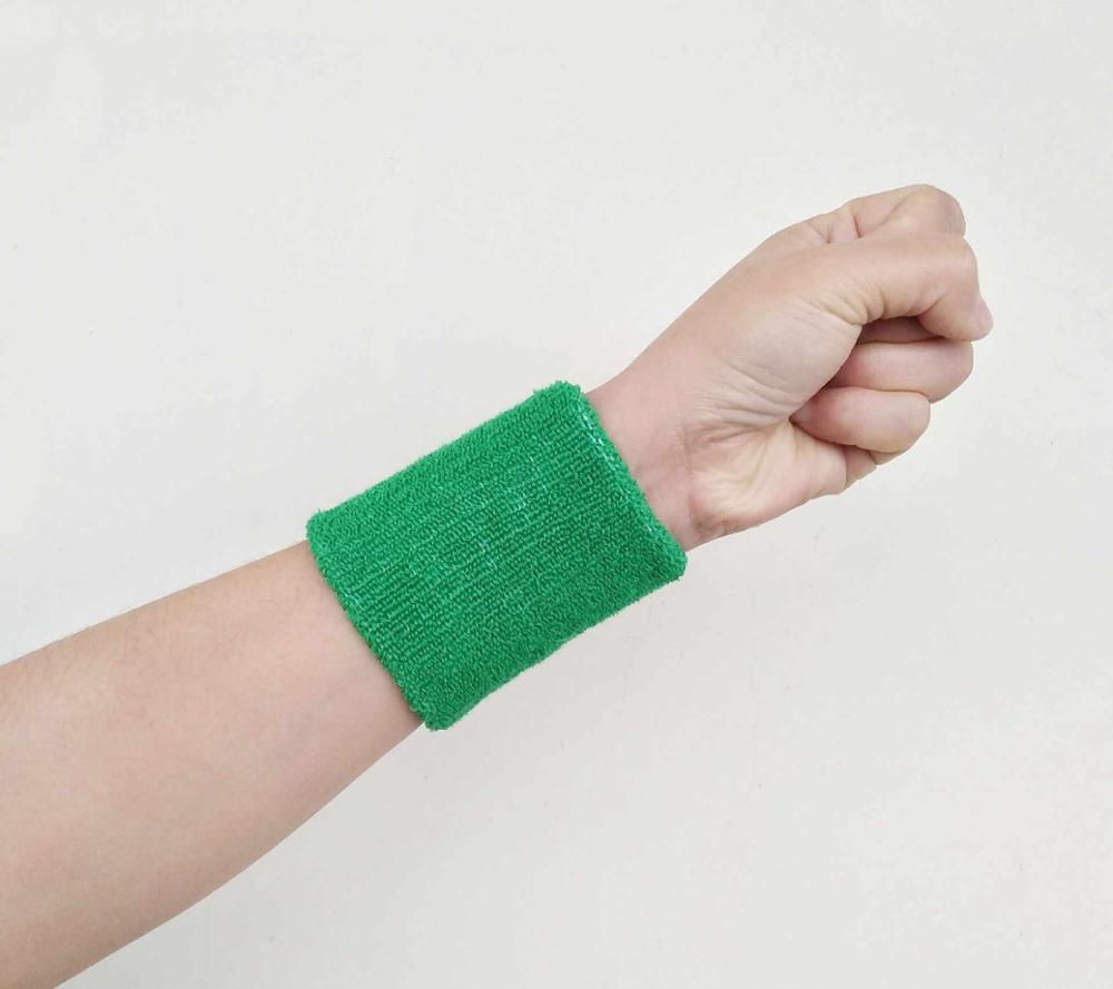 1pc Wristbands Sport Sweatband Hand Band Sweat Wrist Support Brace Wraps Guards For Gym Volleyball Basketball Teennis: Green   / 80X80MM