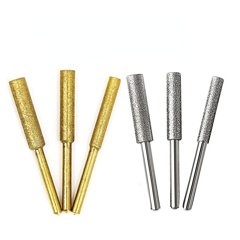 Affûteuse de scie à chaîne, 3 pièces, fraise cylindrique revêtue de diamant 4-5.5mm, affûtage de sculpture, outils de meulage