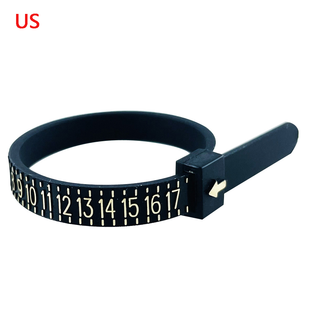 Ring Size Measuring Circle Fit UK/US British/American Officer Finger Size Gauge Men Women Sizes A-Z Jewelry Accessories Tools: Black-US