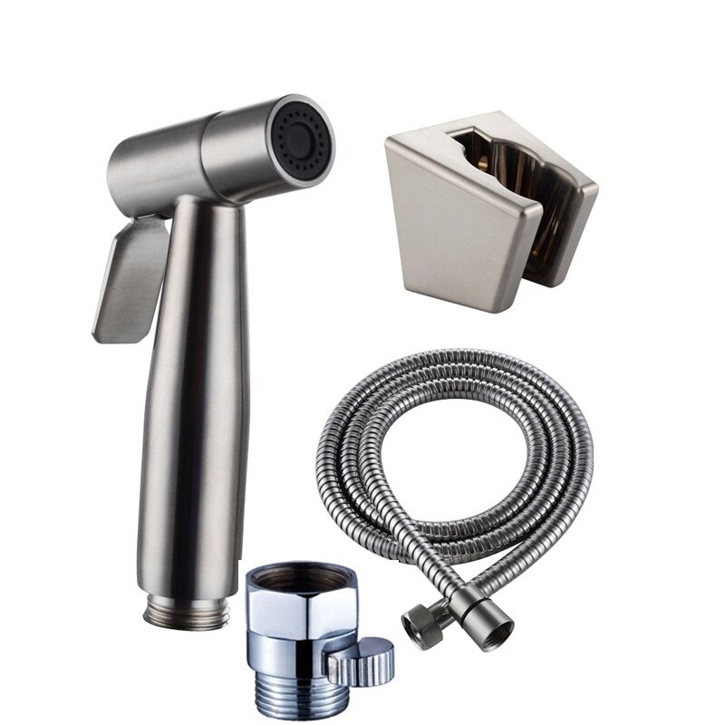 Wetips stål håndholdt hygiejnisk bruser bærbar toilet vandsprøjte toilet bidet mixer bidet hoved hygiejnisk bruser bidet vandhane: Bidet sæt 9