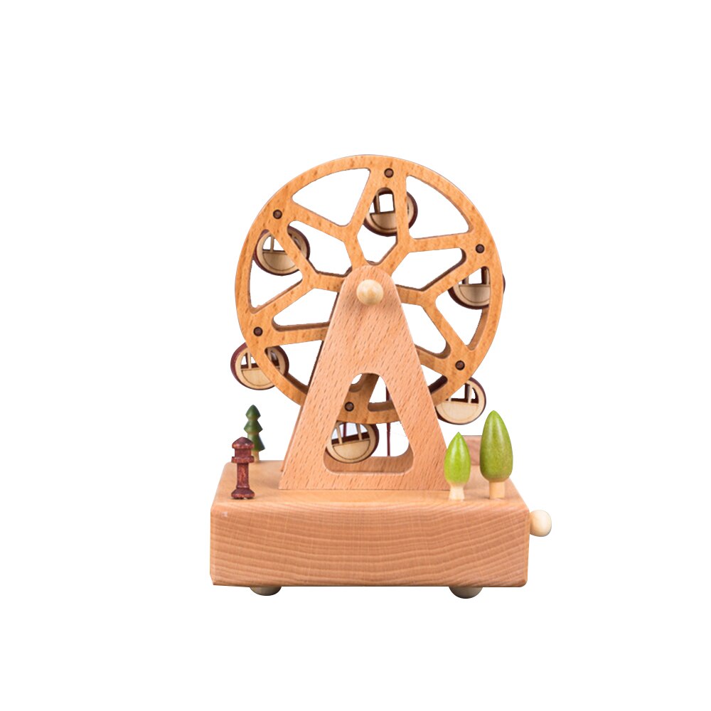 Caja de música de madera para mujeres, de cumpleaños, decoración de boda, hogar, carrusel de madera , artesanía, mecanismo tallado, cajas musicales: A