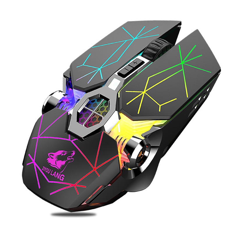 Mechanical Mouse Gaming Wireless Mouse Rechargable Silent Mice 2400dpi 6 Buttons Backlit Computer Metal Mouse