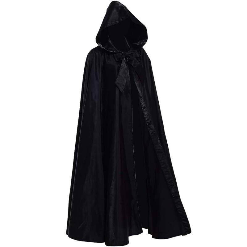 Witchcraft Vampire Robe for Adult, Hooded Long Cloak, Halloween Party, Cosplay Costume, Black, Medieval Cloaks,
