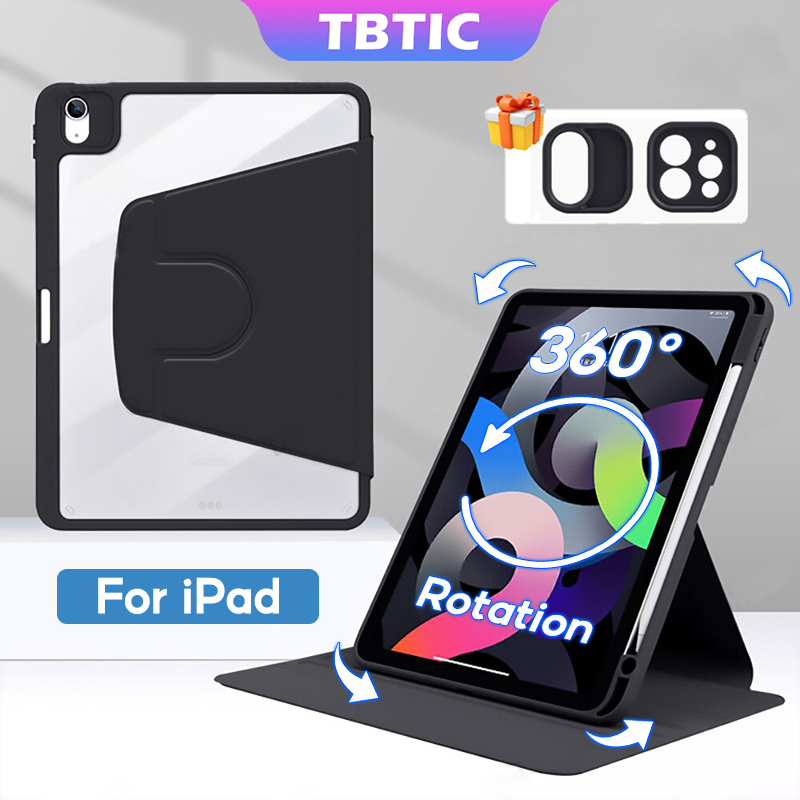 TBTIC 360° Rotation Case For iPad Air 4 5 10th 10.9 Pro 11 9th 8th 7th Gen 10.2In Mini 6 Cover Casing With Pencil Slot Holder