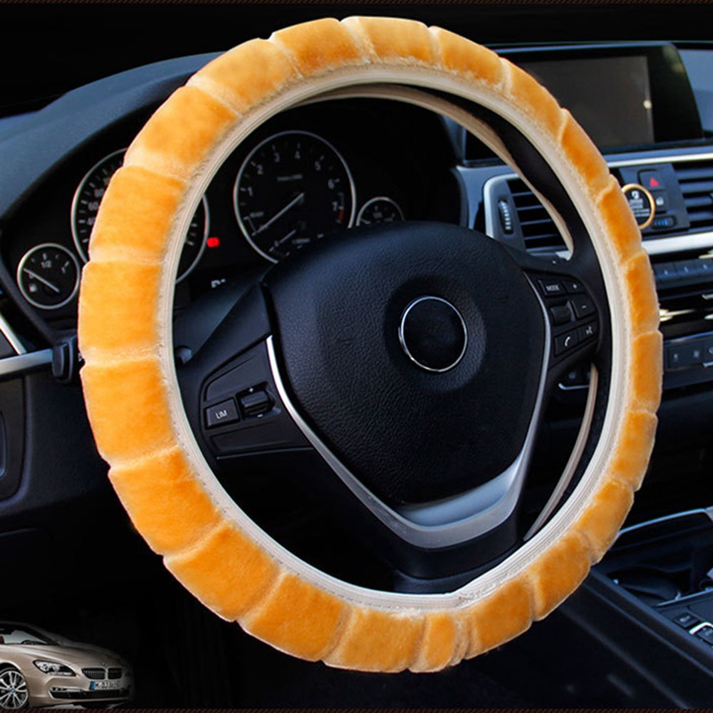 Auto Warm Korte Wol Pluche Auto Stuurhoes Comfortabele Anti-slip Voor 36-40CM Elastische Steering -wiel Protector: YW