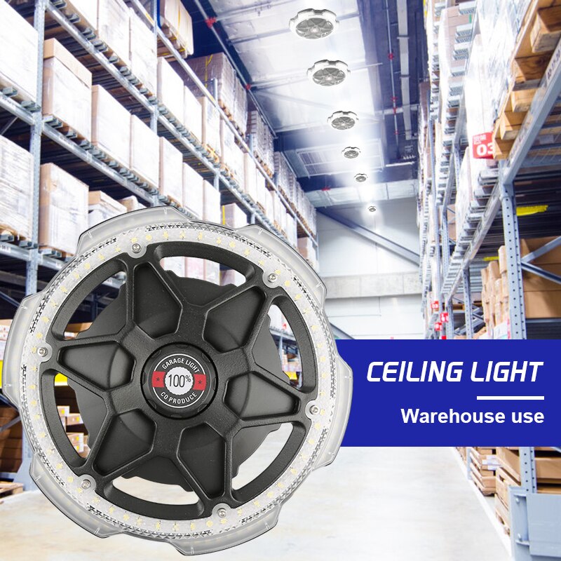 Multi- Point Illumination,120W Garage Ceiling Light Round 5 Head Lighting