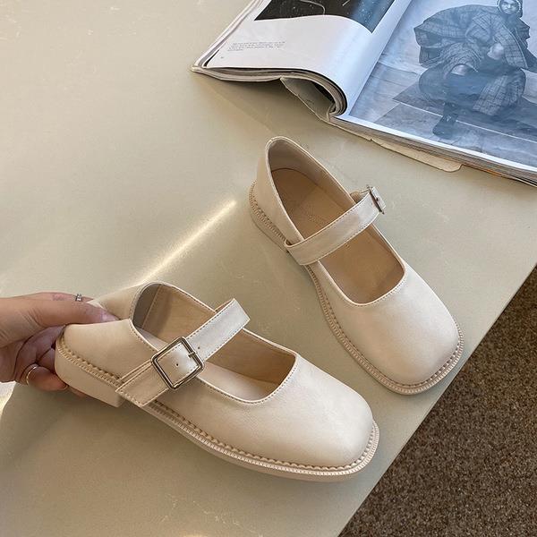 All-match dames derby schoenen vierkante neus lage hak ondiepe mond herfst dames casual dames sneakers flats gesp: 2 / 37