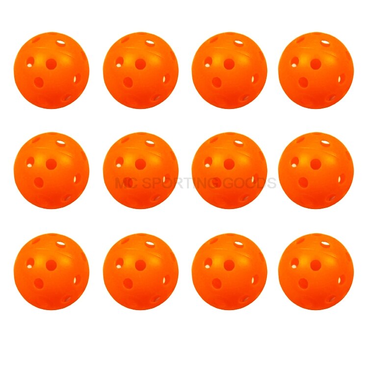 12 stk / parti indendørs golfbold golf træningsbolde golf lys bold har hul golf træning hjælpemidler 7 farver at vælge: 12 stk orange kugler