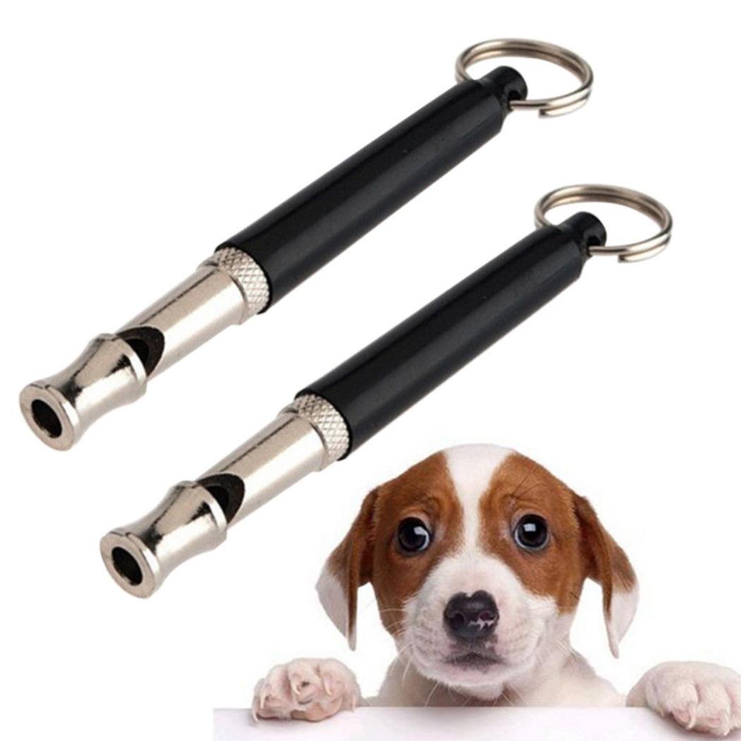 Ultrasone Supersonic Sound Dog Whistle Training 8 cm/3.1 inch Met Sleutelhanger Fluitjes Honden Zwart En Zilver