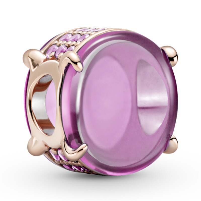 Cabochon ovale blu fucsia rosa verde rosa reale con perline di cristallo bracciale in argento Sterling 925 adatto per gioielli fai da te: 2