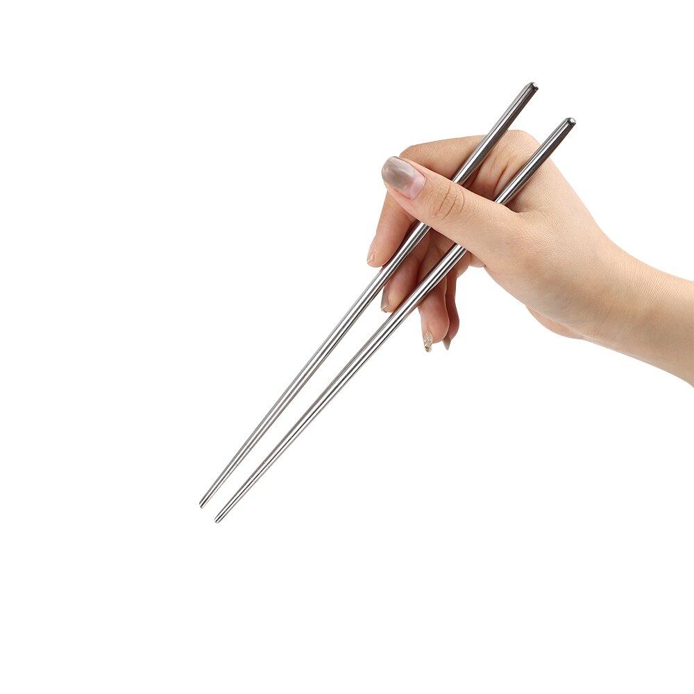 1 Pair Chinese Stainless Steel Chopsticks Stylish Non-slip Chopsticks Kitchen Tools Home Practical Tableware