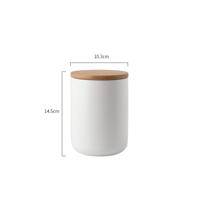 Nordisk stil keramisk lagringsflaskeburk til krydder tre lokk bokser kjøkken kaffe te godteri stokk bokser bokser: Hvit 800ml