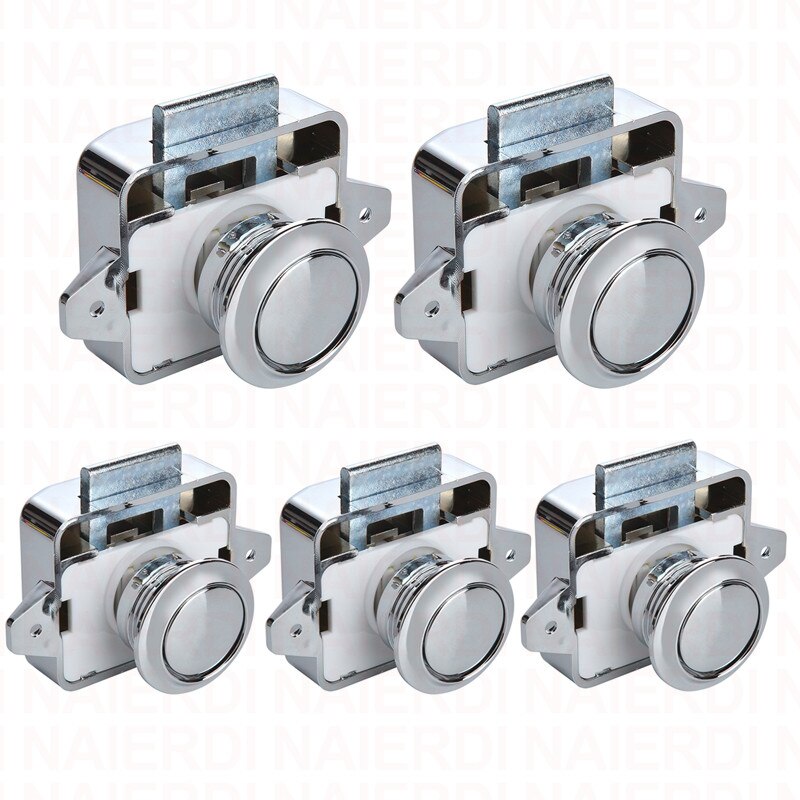 NAIERDI 5PCS Camper Car Push Lock RV Caravan Boat Motor Home Cabinet Drawer Latch Button Locks For Furniture Hardware: Red