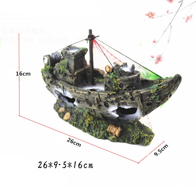 Resin Home Aquarium Ornament Wreck Sunk Ship Aquar... – Grandado - Low Cost Aquarium Ornaments