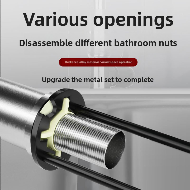 Llave para grifo de lavabo ajustable, herramienta de fontanero de 4 mandíbulas, instalador hexagonal debajo del fregadero, acero al cromo vanadio, baño, cocina, plomería