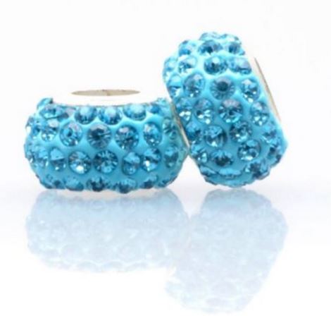 Mieszane białe gorące 14MM 50 sztuk/partia żywica Rhinestone posrebrzane rdzeń Big Hole kryształowe koraliki europejskie n4254 dopasowane bransoletki z charmsami.: 5