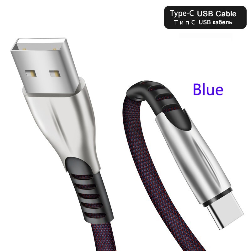 Fast Charge Micro USB Type-c Zinc Alloy Braided Cable For Samsung S6 S7 S8 S9 S10 J3 J5 J7 A5 J1 J4 J6 A6 A8 Plus: Blue For Type-c