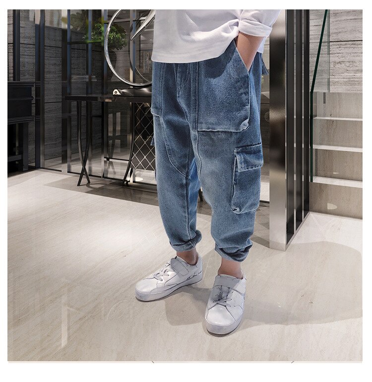 Drenge patchwork jeans børn løse harlan jeans denimbukser 5-16 år cowboy børn stor pakke pp jeans drengetøj: 5t