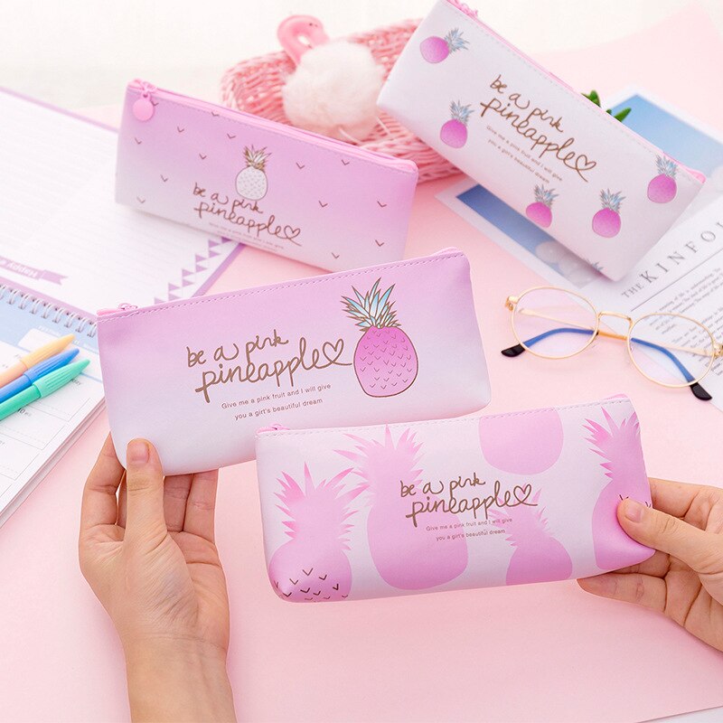Kawaii Penal Cute Pineapple School Pencil Case for Girls Pen Bag Multifunctional Pencilcase Large Store Box Stationery Kit Pouch