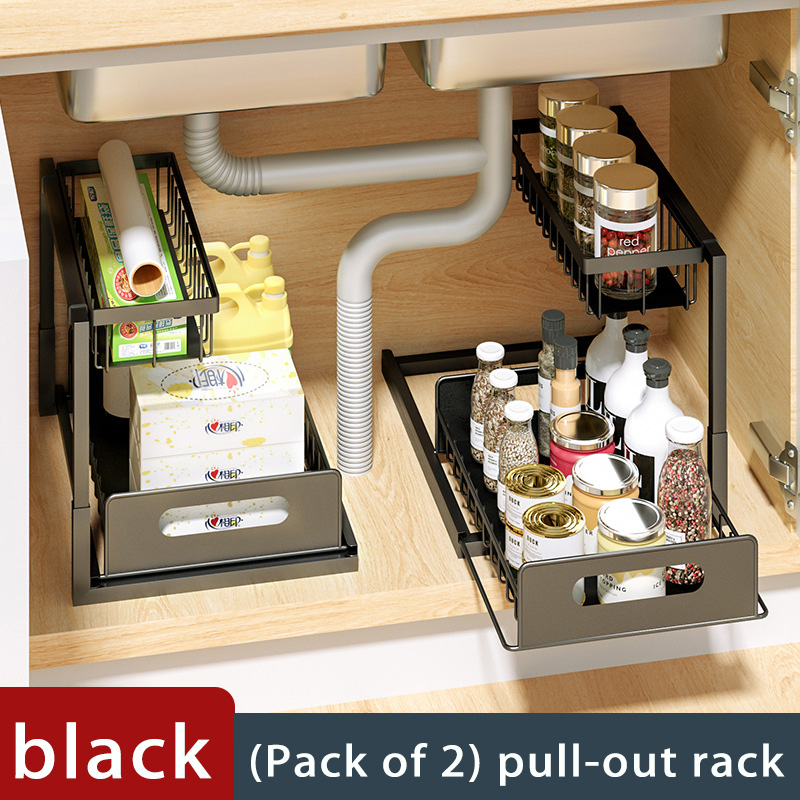 2-Tier Uittrekbare Onder Gootsteen Organisator Plank Kast Uitschuifbare Rek Keuken Aanrecht Uittrekbare Opslag Onder Gootsteen Schuifplank