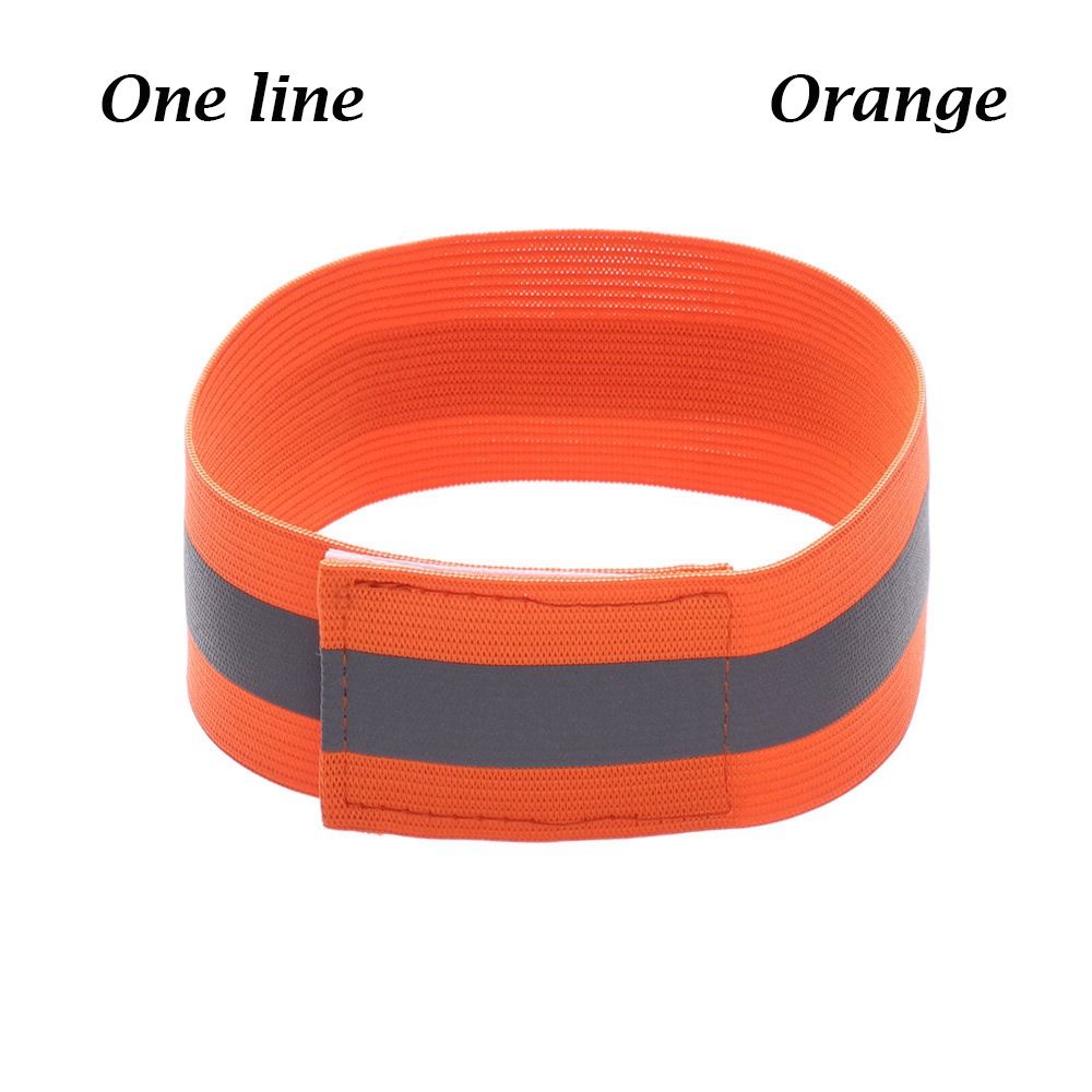 1PC Reflektierende Band Elastische Armbinde Armbinde Hand Knöchel Bein Warnung binden Gurt Nacht Sicherheit Alarm Band für Sport Radfahren: Orange-eins Linie