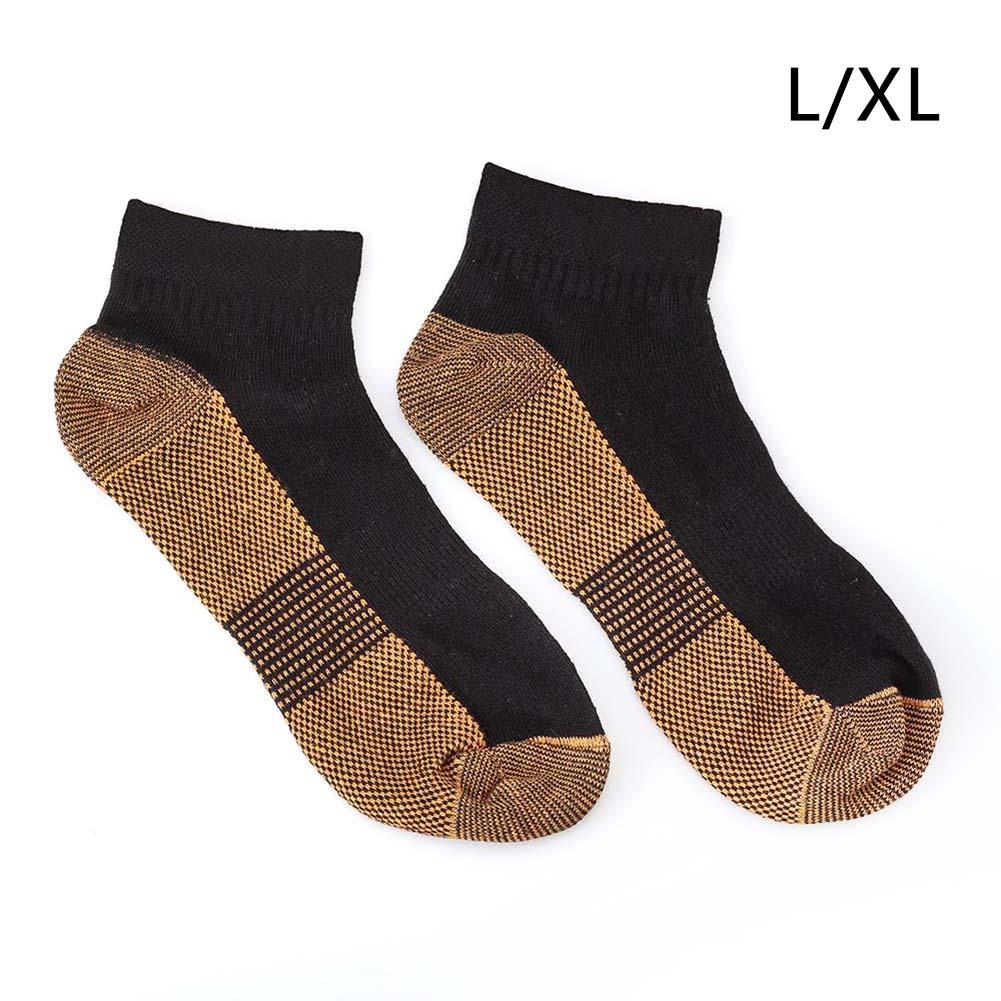 1 par unisex mænd kvinder antibakteriel fugttransporterende kobberfiber bomuld sports magiske sokker udendørs sports sokker: Sort / S eller m
