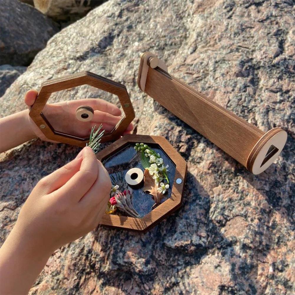 Diy Caleidoscoop Kit Kinderen Klassieke Speelgoed Houten Caleidoscoop Top Peuter Zintuiglijke Speelgoed Kids Ouder-kind Interactief Spel