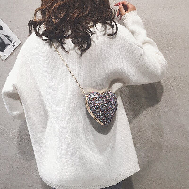 Heart Bags for Women Purses Trend Luxury Coin Purse Women's Small Handbag Chain Leather Cute Shoulder Bag Ladies
