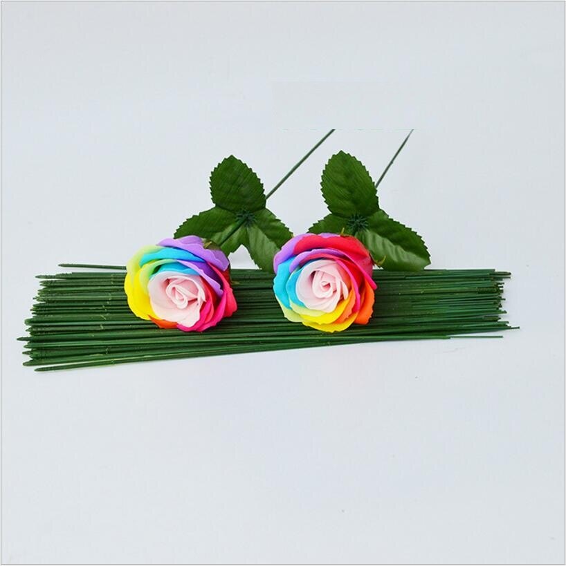 K15298 Simulation Artificial Flower Rod With Leave DIY Rose Soap flower Craft Wedding Decorativ Valentine's Day Birthday