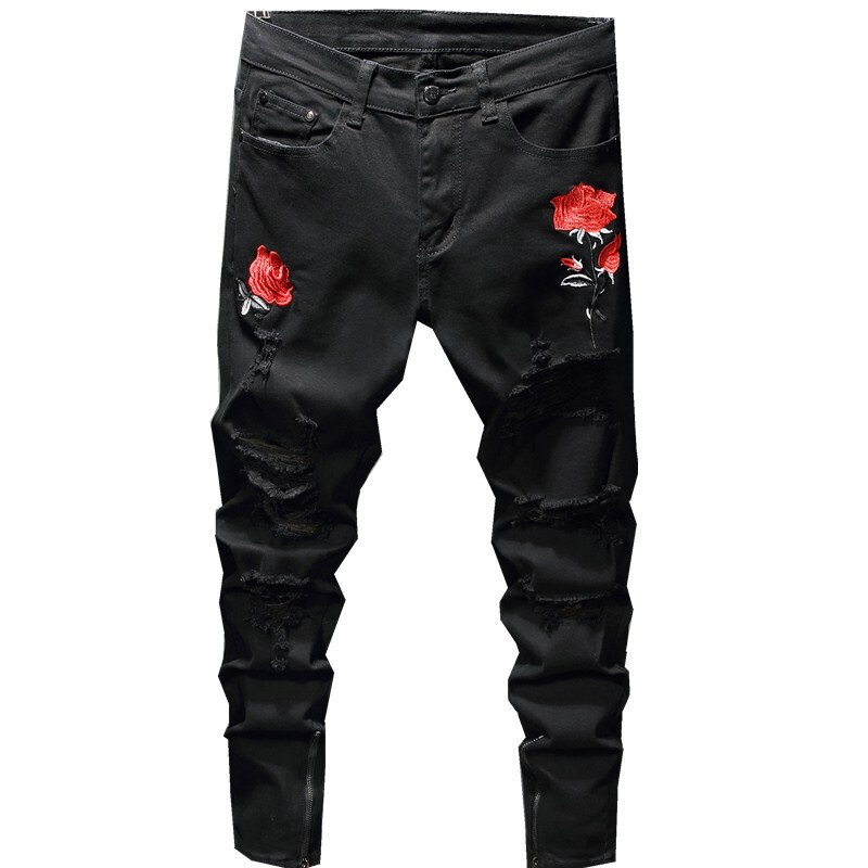 パンツ Embroidery Patchwork Trousers/BLK 38 Embroidery Patchwork Trousers/BLK 38(Denim Embroidery Pants