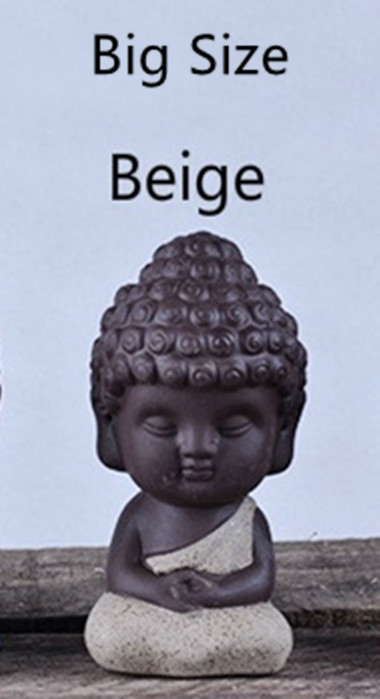 Lille buddha statue munk figur tathagata indien yoga mandala te kæledyr lilla keramik håndværk zakka dekorative keramiske ornamenter: Beige stor størrelse