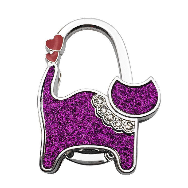 Bolsa monedero plegable Unisex para gatos, con diamantes de imitación, gancho para colgar, Seguro: 0004