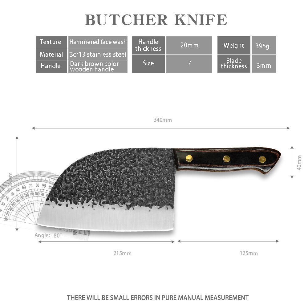 Forged Kitchen Knives High Carbon Steel Handmade Hammered Fixed Blade Chef Knives Chinese Cleaver Slicing Meat Cooking Tools: D