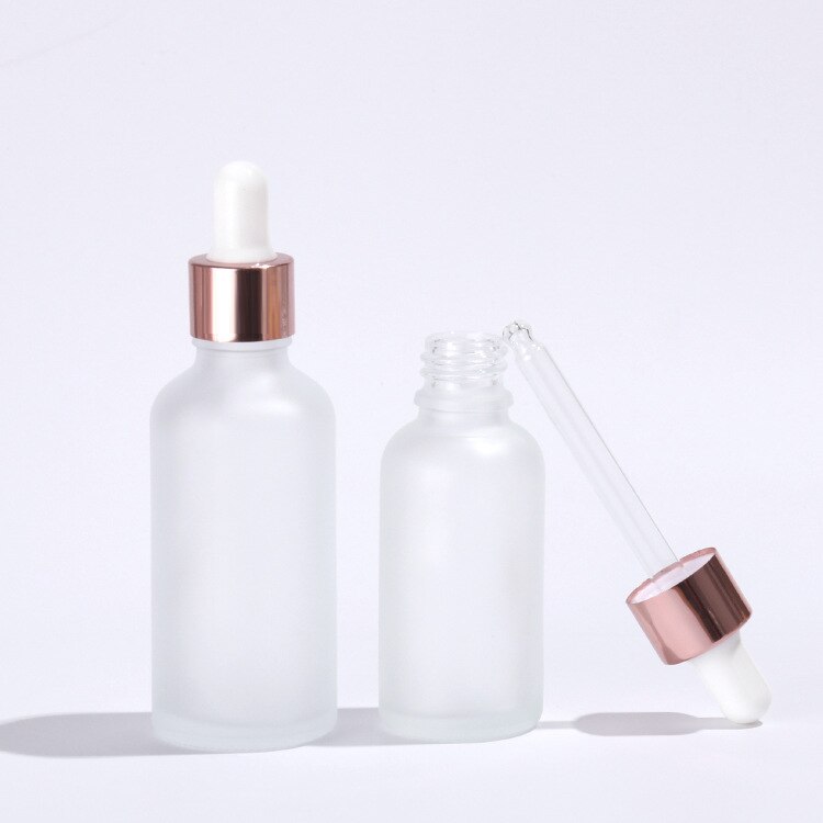 10 teile/los 5ml 10ml 15ml 20ml 30ml 50ml 100ml gefrostet Glas Tropfer Flasche für Ätherisches Öl Mit Rose Gold Ring Tropfer Kappe