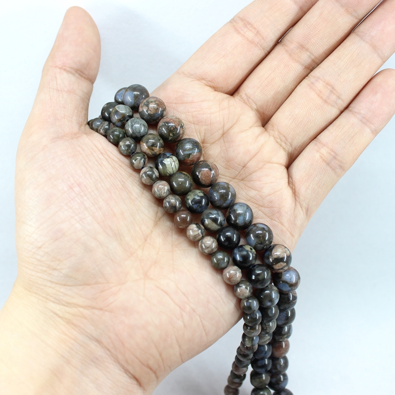 Natural Blue Llanite Opal Glaucophane 4 6 8 10MM Round Loose Strand Stone Beads For Jewelry Making Bracelets Necklace Earrings