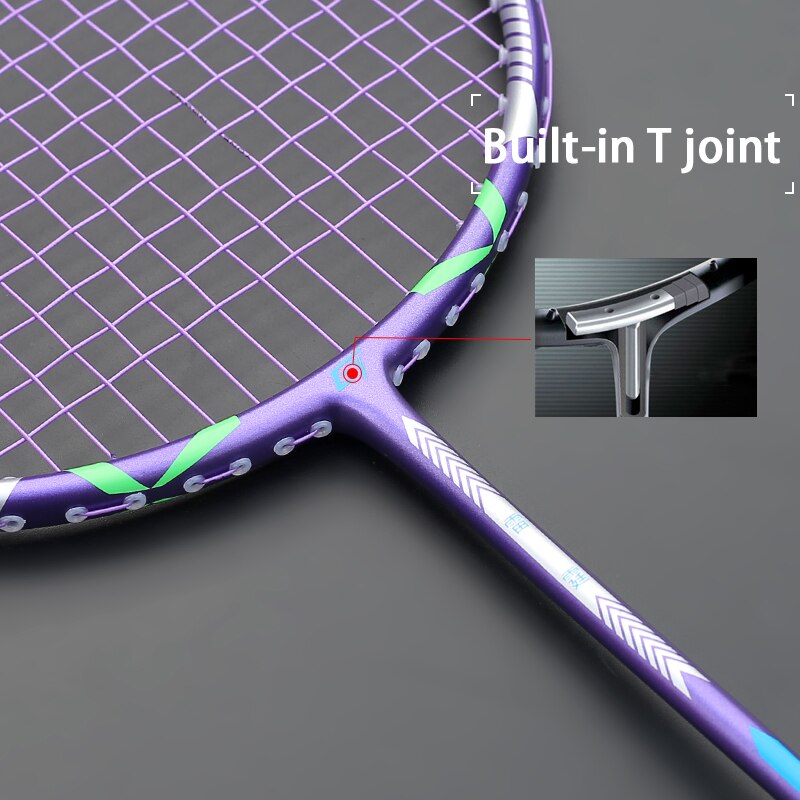 Profissional de fibra carbono raquete badminton peso leve 4u 84g g5 tensão máxima 30lbs raquetes amarrados com sacos esportes raquete