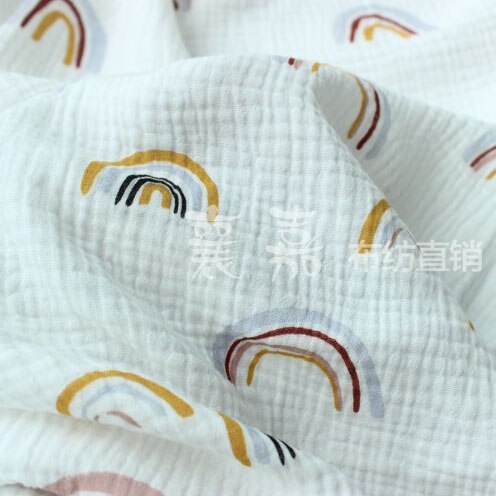 Rainbow baby Cotton fabric Double soft towelling fabric crepe sewing material fluorescent-free for baby garment