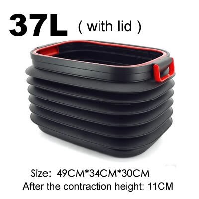 Cubo de agua para pesca y lavado de coches, plegable, retráctil, mágico, portátil, para limpiar peces, cubo, caja de barril de almacenamiento: Bigest bucket  37L