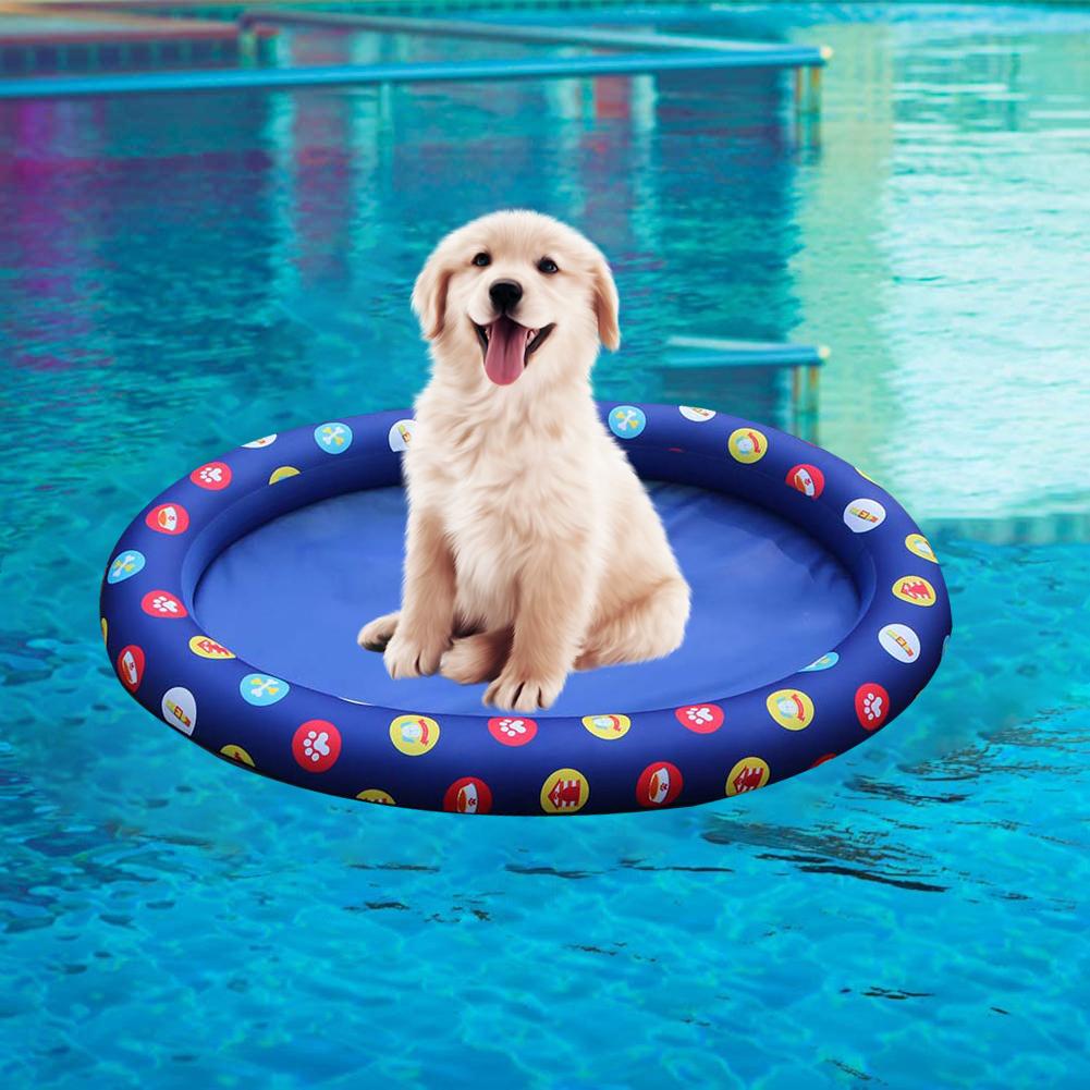 Flotador de seguridad inflable portátil para piscina de perro, círculo hinchable para nadar, cama de agua para mascotas, juguetes de piscina para perros y mascotas, juguete de playa para agua