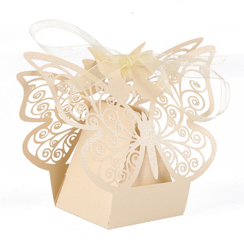 10pcs Hollow Butterfly Candy Boxes Flower Bags Wedding Favors Portable Box Party Favor Decoration