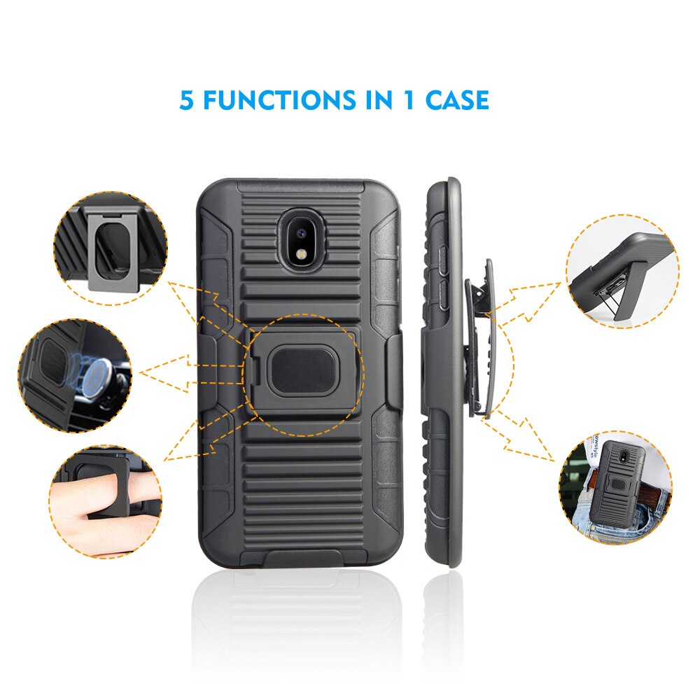 Magnetische Ring Stand Heavy Duty Rugged Case Belt Clip Holster Cover Voor Samsung Galaxy J7 J737/J7 Verfijnen /J7 Ster/J7V 2nd Gen