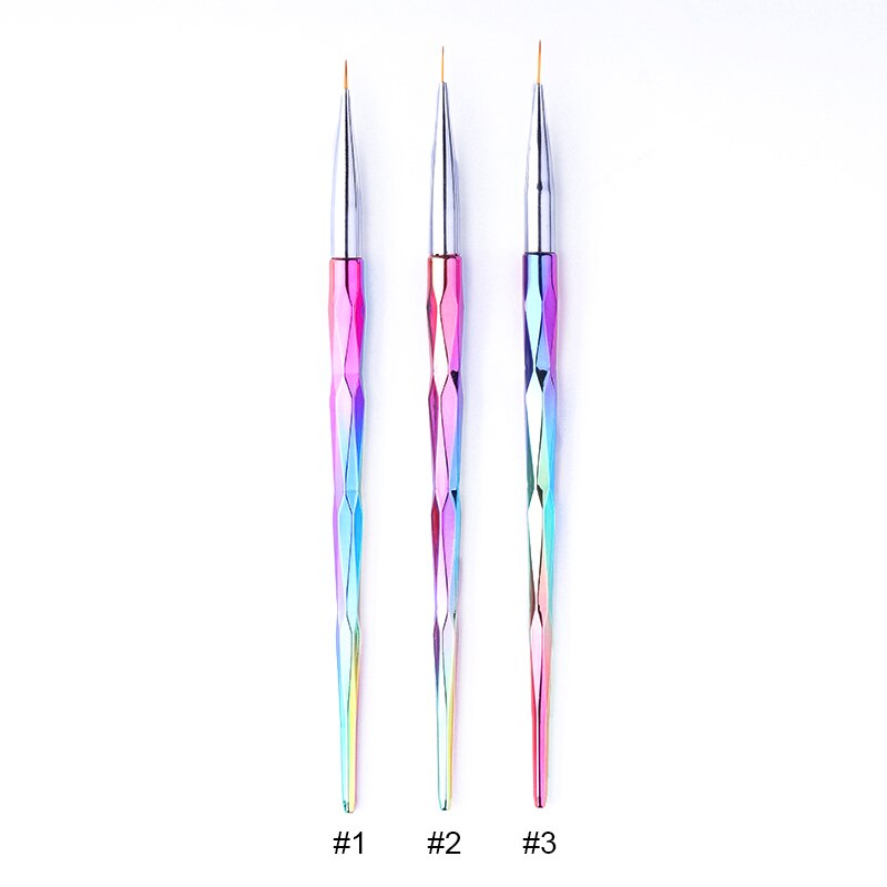 Liner penseel tekenen uv gel pen schilderen bloemen nagels diy lijn penseel auroras nagel plastic handvat nagelgereedschap nagelkunst accessoires: 3 patronen