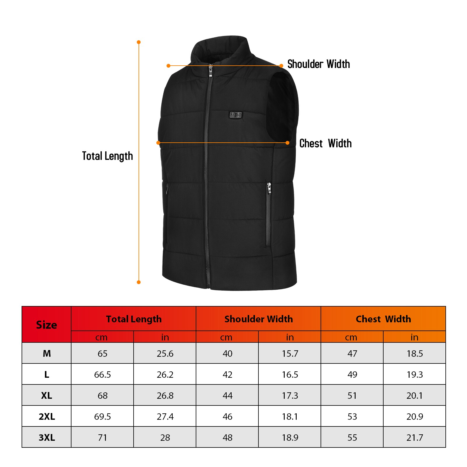 Chaleco calefactable para hombre y mujer, chaqueta eléctrica con aislamiento térmico, lavable, carga USB, ropa de acampada, invierno al aire libre