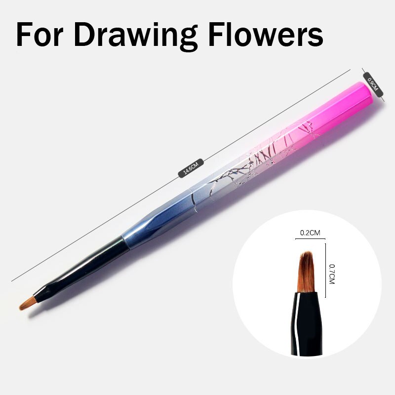 1pc spiker Kunst pensel liner gradient skyggelegging maleri tegning blomster penn Tips akryl gel uv pusse manikyr verktøy: Tegne blomster