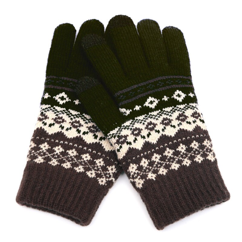 2022 vinter varme strikkede kashmir uld handsker mandlige håndled handsker snefnug mønster strikket fuld finger ski & amp; varm handske unisex: 3