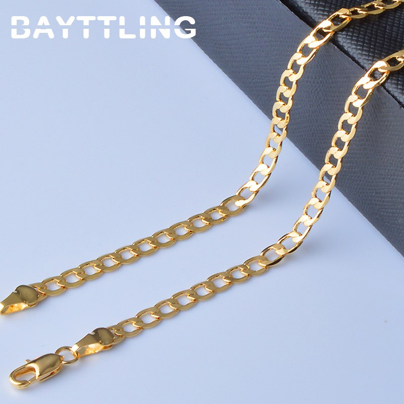 Bayttling 925 Sterling Zilver 10Mm 20-Inch Gouden Figaro Ketting Voor Vrouw Mannen Wedding Party Sieraden paar