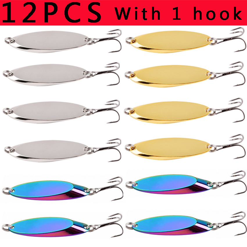 12 pçs 1.5g-60g metal afundando iscas de pesca colher jigging isca artificial duro truta baixo mar isca de pesca de água salgada